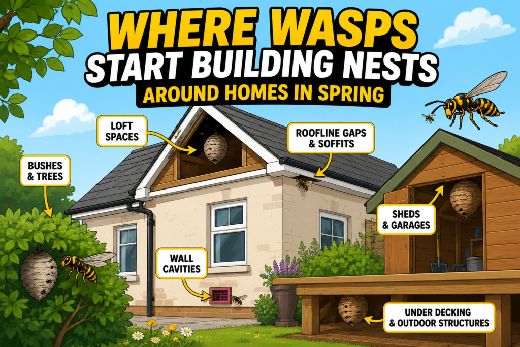 Where Wasps Start Building Nests Around Homes in Spring